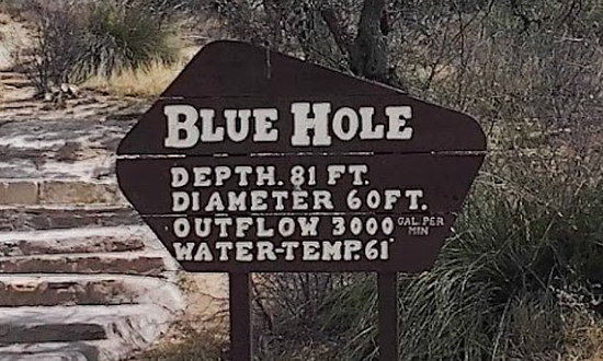 Blue Hole, Santa Rosa, New Mexico: Depth of 81 feet and a water temperature of 61 degrees