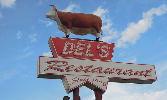Sign at Del's Restaurant in Tucumcari, New Mexico ... since 1956 ... 1202 East Historic Route 66