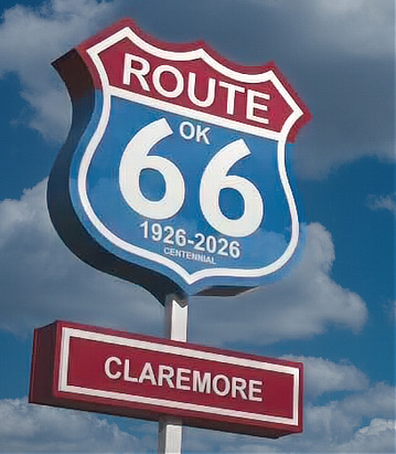 Route 66 Centennial monument at the J.M. Davis Museum in Claremore, Oklahoma
