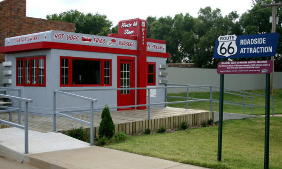 The Route 66 Diner at the Oklahoma Route 66 Museum in Clinton OK