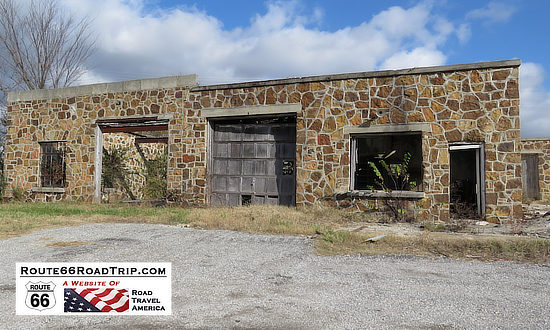 Amazing stonework on this abandoned service station, Narcissa, Oklahoma, near Miami, along Historic Route 66
