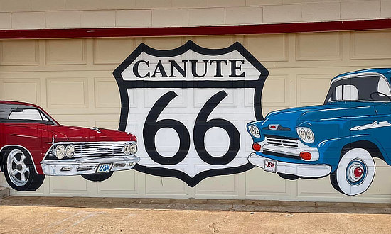 Route 66 mural in Canute, Oklahoma