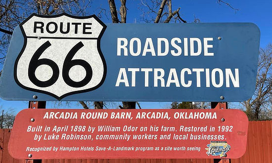 Route 66 Roadside Attraction: The Round Barn in Arcadia, Oklahoma