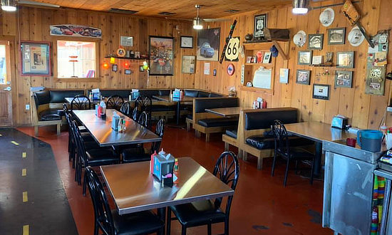 Interior view of the Rock Cafe in Stroud, Oklahoma, on Historic U.S. Route 66