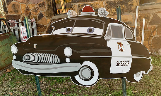 The sheriff's car at the Rock Cafe on Route 66 in Stroud, Oklahoma