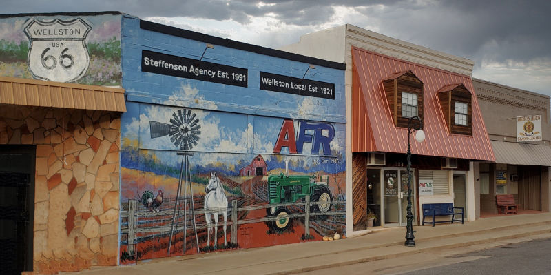 Downtown scene in Wellston, Oklahoma