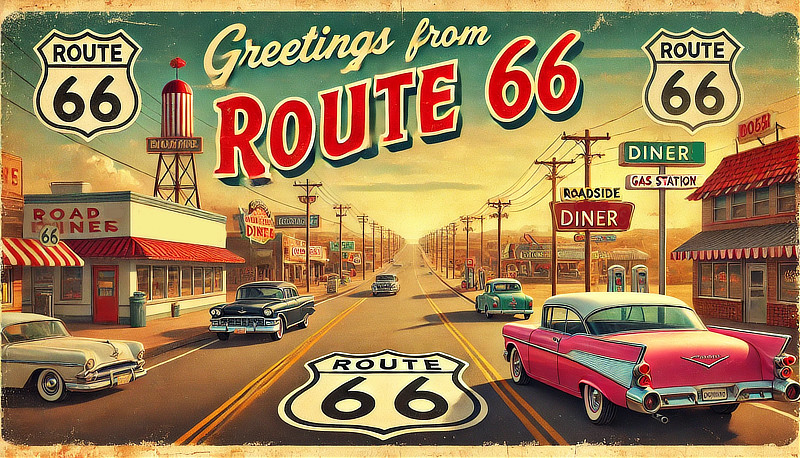 Greetings from Route 66 ... a vintage travel postcard