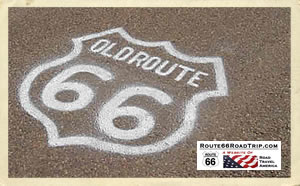 The logo of Old Route 66 on the concrete