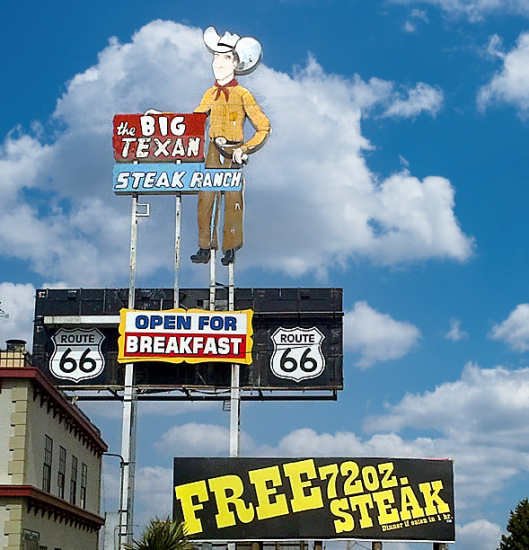 The Big Texan in Amarillo, home of the free 72-oz steak