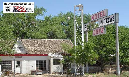 The State Line Motel and Cafe in Glenrio on Historic Route 66, looking east