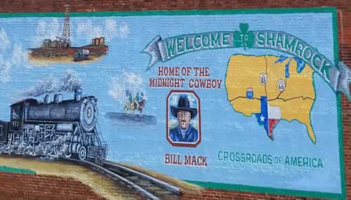 Mural in Shamrock, Texas: Crossroads of America ... Home of the MIdnight Cowboy Bill Mack