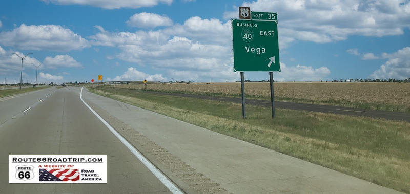 Exit 35 from Intersate 40 at Vega, Texas, an access point to Route 66