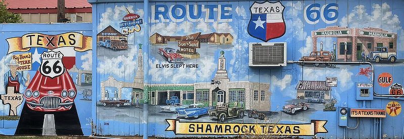 Route 66 Mural in Shamrock, Texas