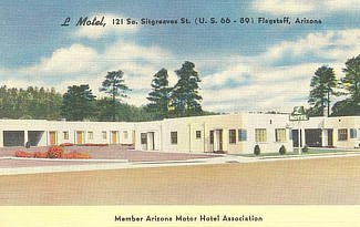 The "L" Motel at 121 S. Sitgreaves Street, US Highway 66, in Flagstaff, Arizona