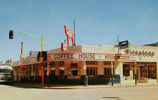 Corner Coffee House in Holbrook, Arizona next door to Firestone Tire