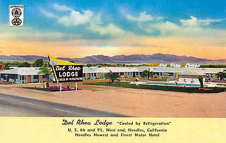 Del Rhea Lodge, west end, Route 66, Needles, California