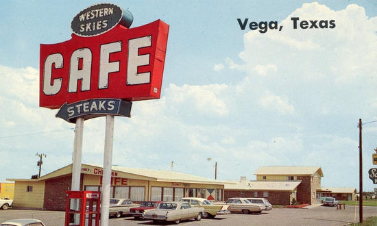 The Western Skies Cafe in Vega, Texas, next to the Sands Motel