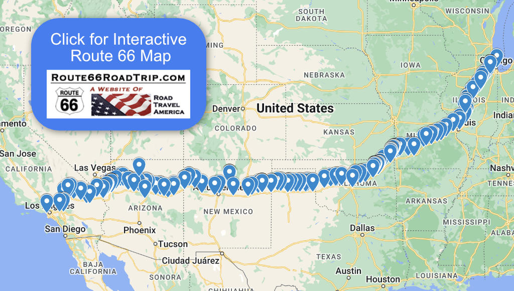Click to view an interactive map with over 200 popular attractions on the entire Historic Route 66