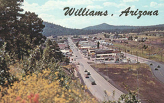 Aerial view of downtown Williams, Arizona