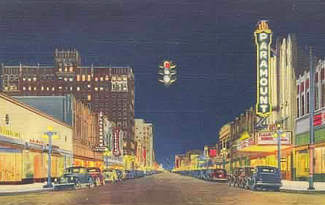 Polk Street, Amarillo, Texas, Looking North from Ninth ... "The Best Lighted Main Street in America"
