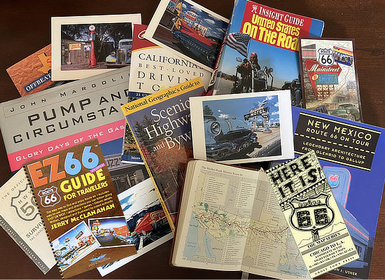 Part of the staff's Route 66  and travel book shelf!